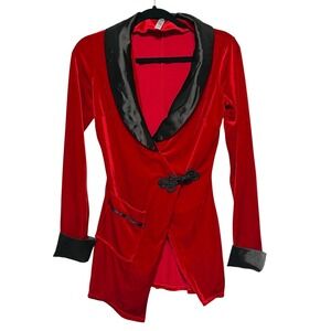 Forplay Red Velvet Smoking Jacket Women Size M Old Hollywood Gothic Glam Costume